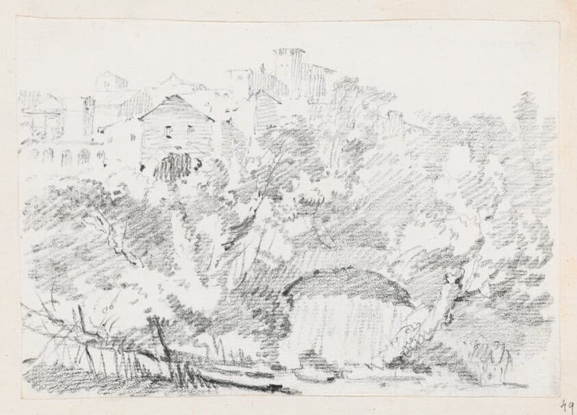 A Waterfall near a Hilltown in Italy — Joseph-Marie Vien