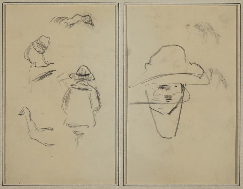 Two Breton Figures and Studies of Two Geese; Man Wearing Hat [verso] — Paul Gauguin