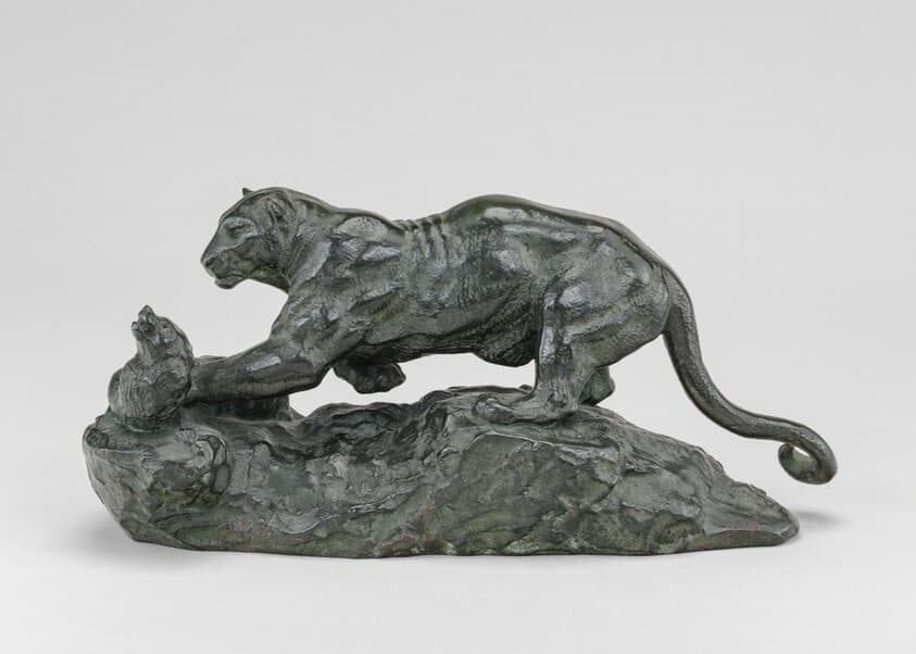 Panther Surprising a Civet Cat — Antoine-Louis Barye