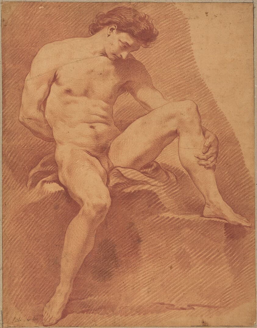 A Seated Male Nude — Carle Van Loo