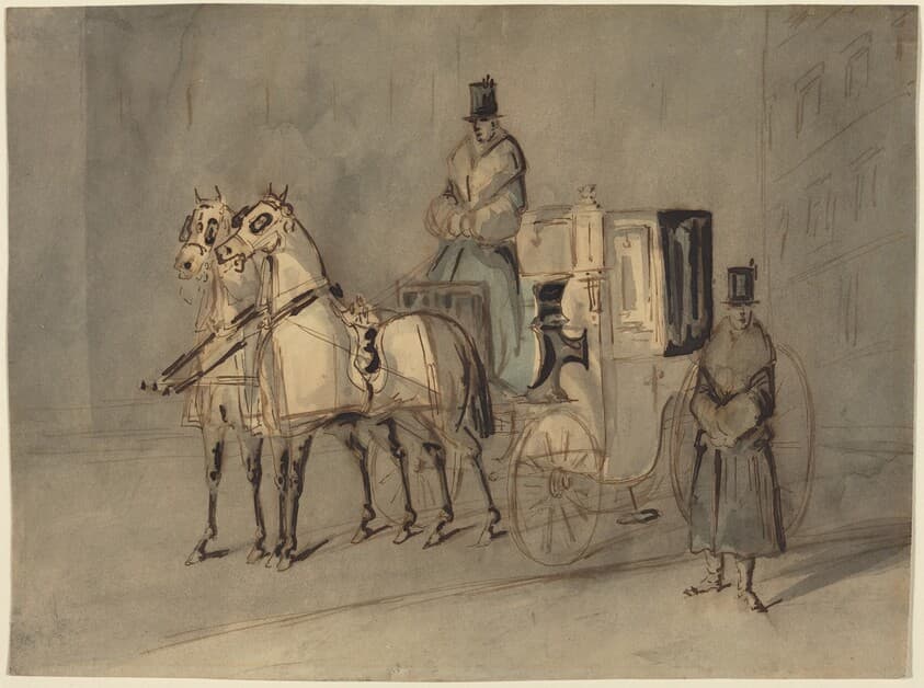 Carriage with Driver and Groom: Autumn — Constantin Guys