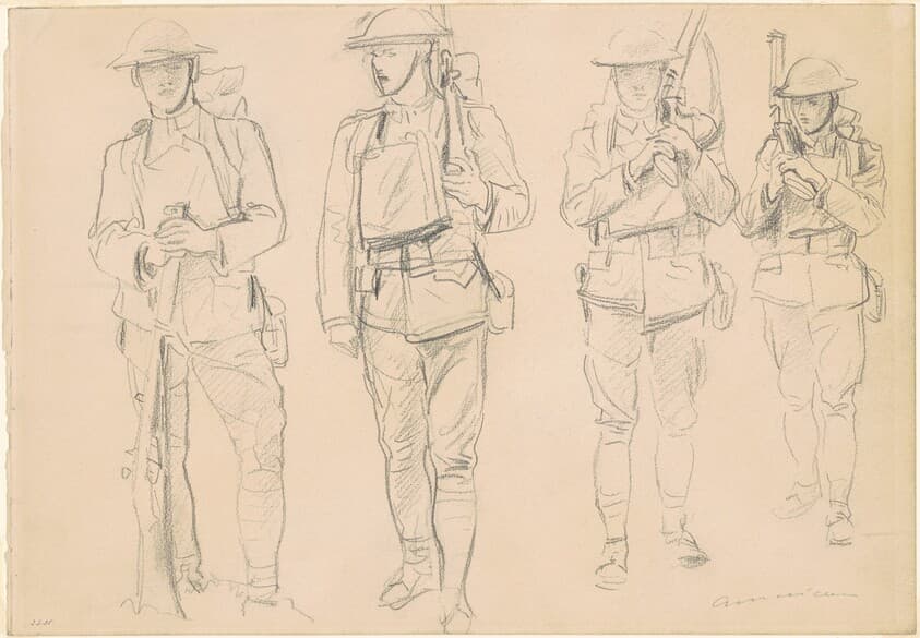 Studies for "Entering the War" [recto] — John Singer Sargent