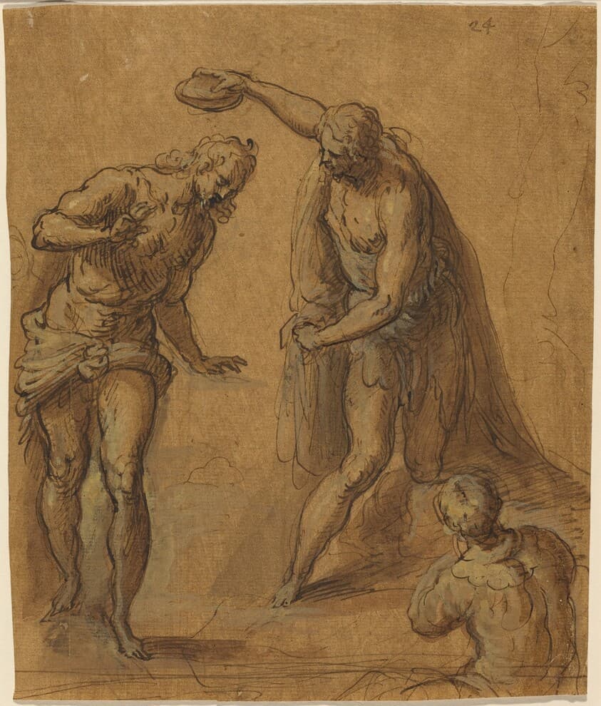 Sketch for a Baptism of Christ — Jacopo Palma il Giovane