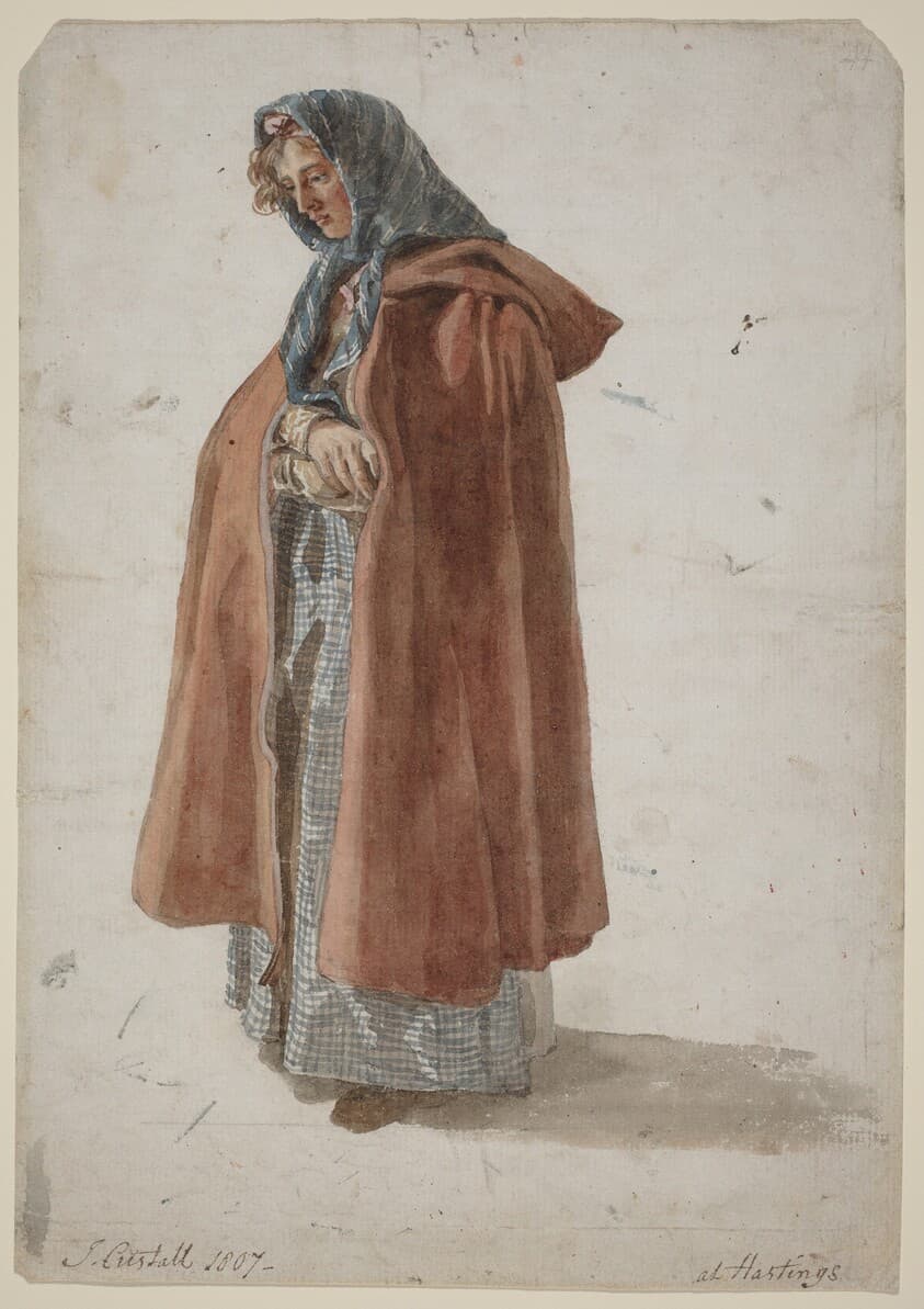 Young Woman in a Kerchief and Cloak at Hastings — Joshua Cristall