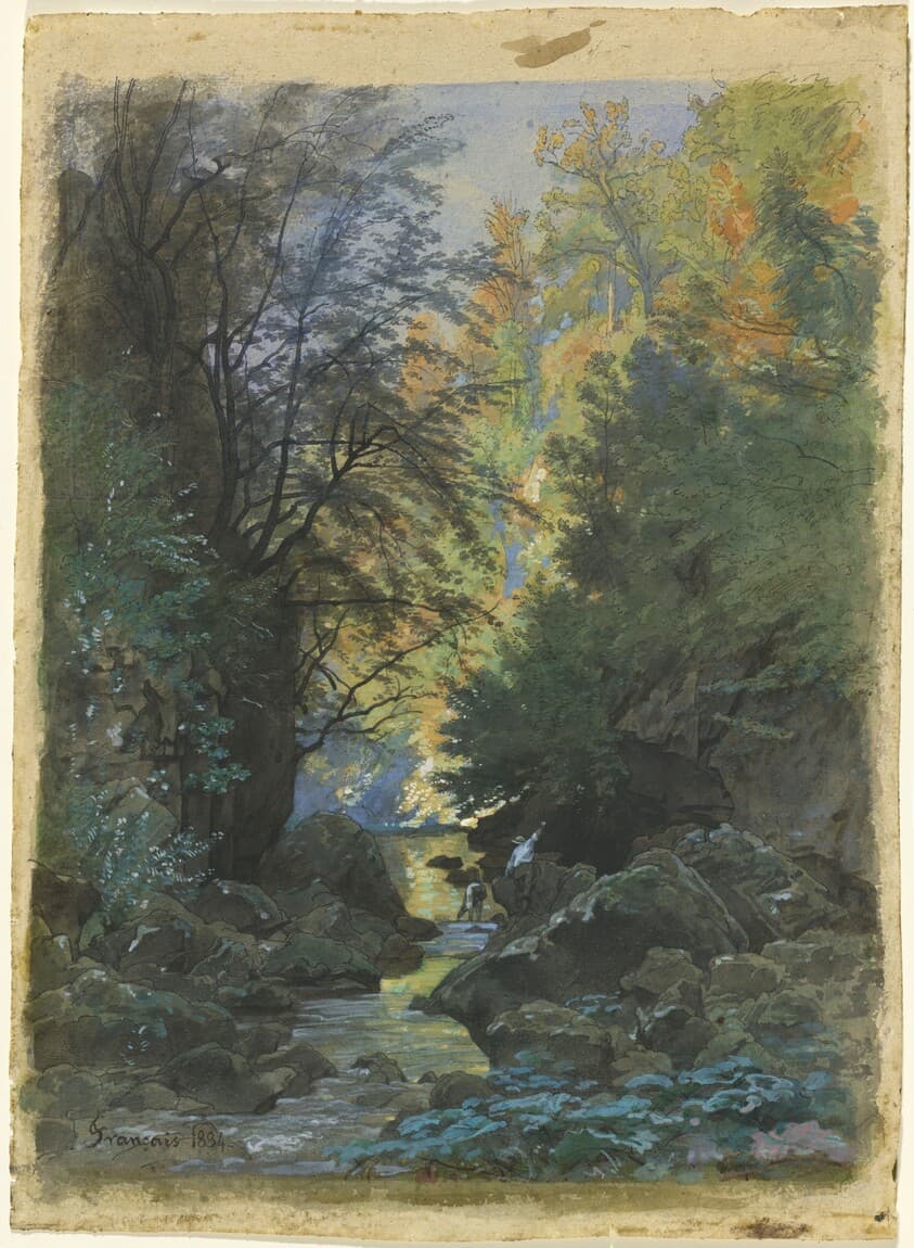 A Stream through a Dense Forest — François-Louis Français