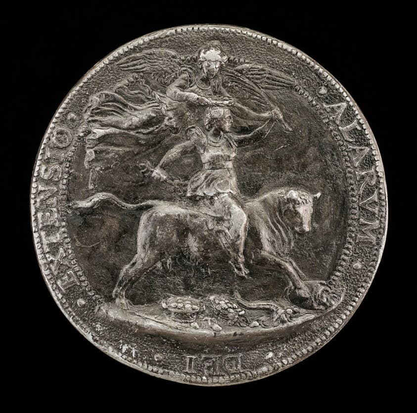 Female Figure Riding a Bull, Being Crowned by Victory [reverse] — Antonio Vicentino