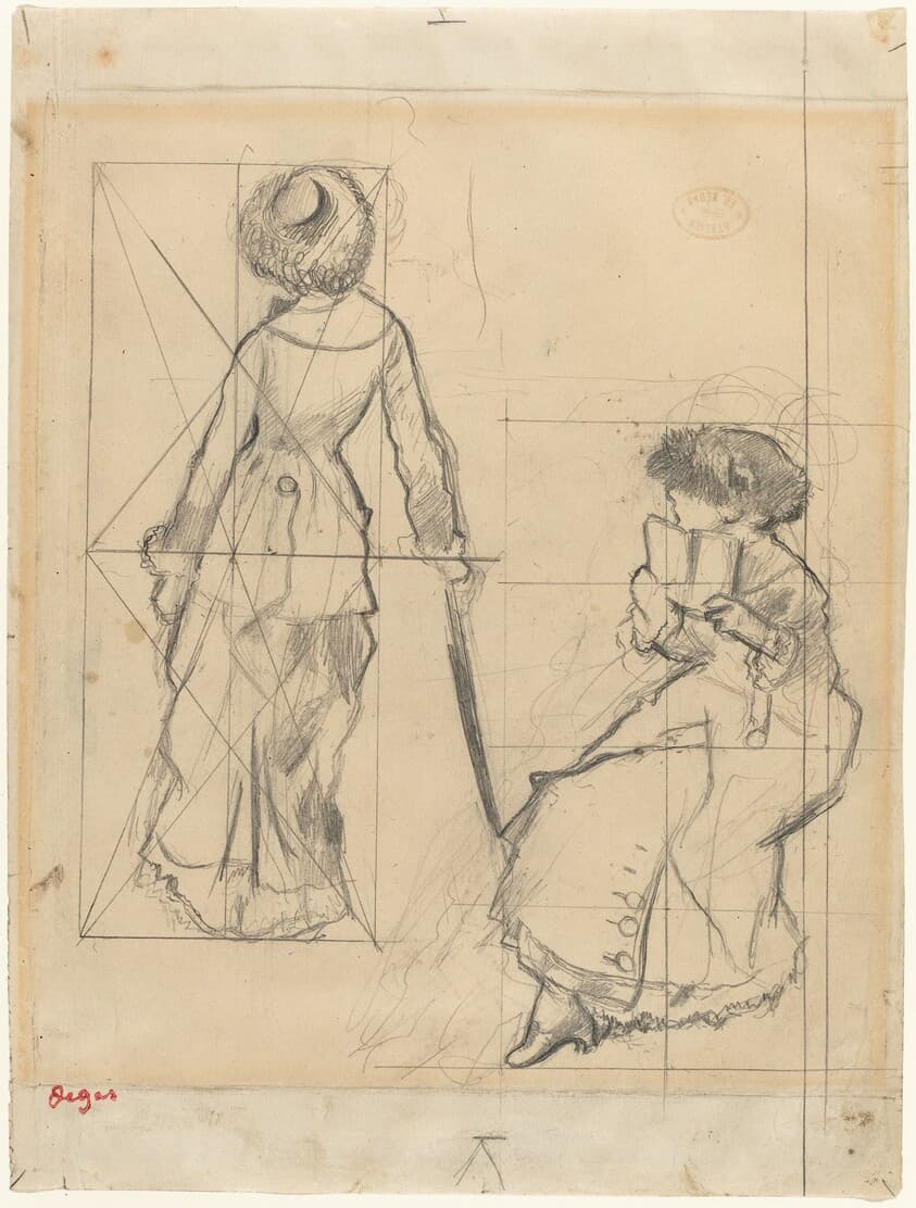 Study for "Mary Cassatt at the Louvre" [recto] — Edgar Degas