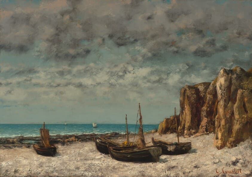 Boats on a Beach, Etretat — Gustave Courbet