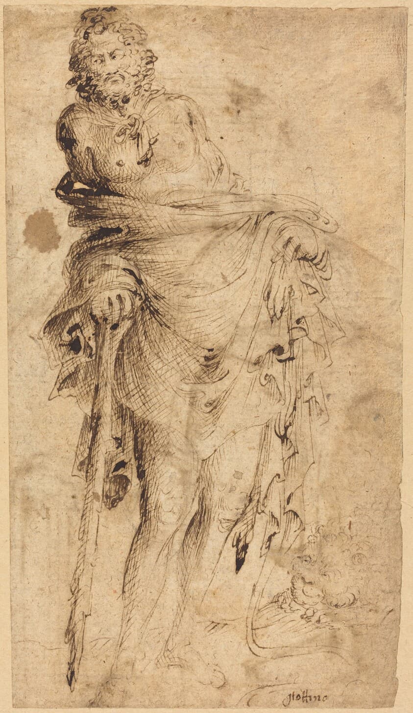 Hercules Leaning on His Club [recto] — Parri Spinelli
