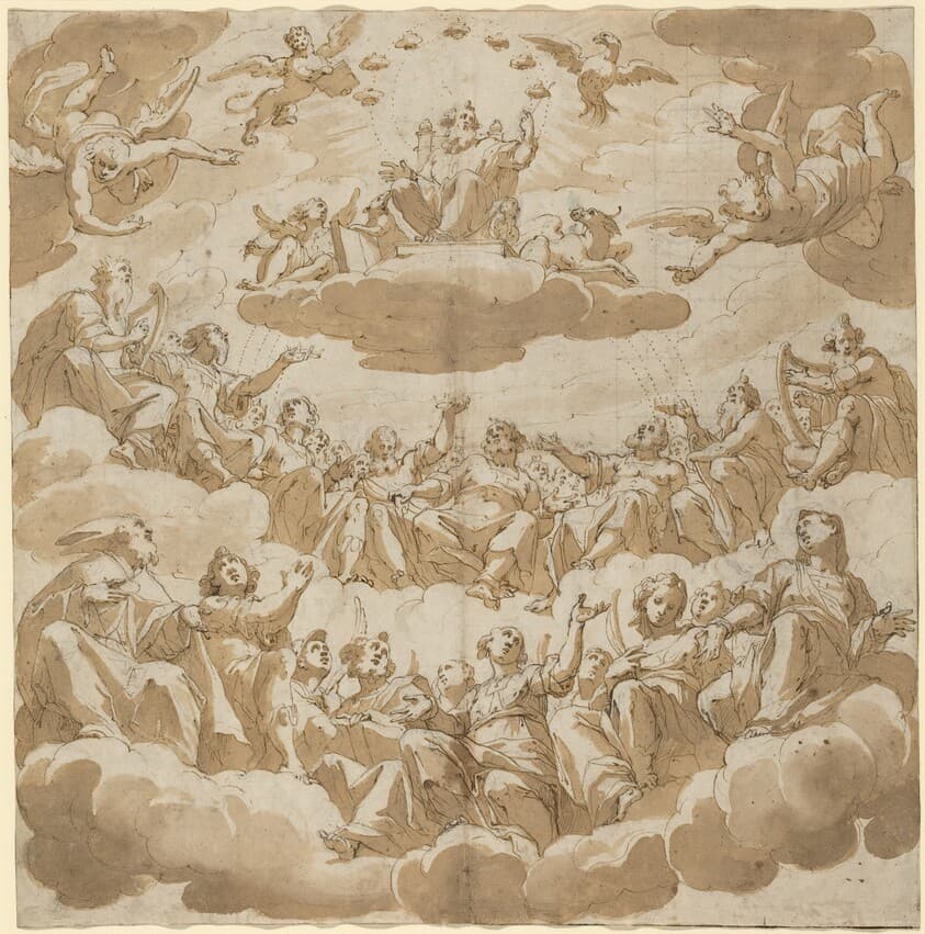 God Enthroned Surrounded by Saints — Giovanni Battista Trotti