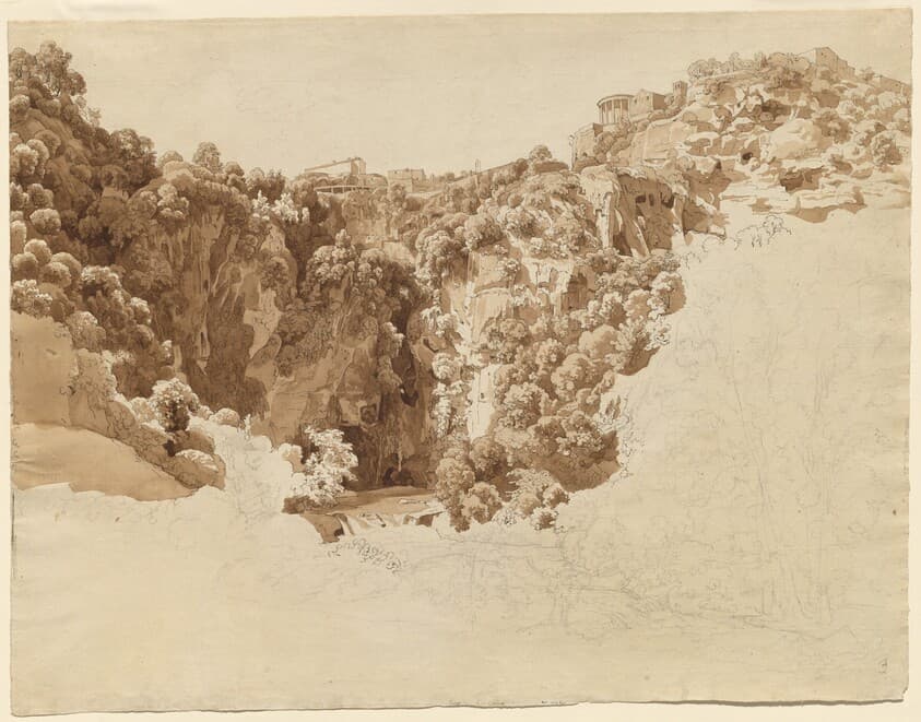 Tivoli and the Temple of the Sibyl above the Aniene Gorge — Johann Christian Reinhart