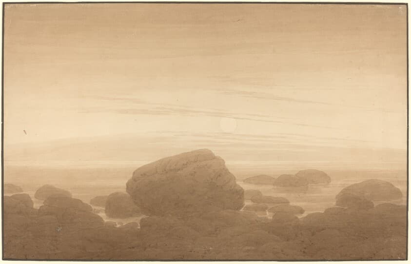 Moonrise on an Empty Shore — Caspar David Friedrich