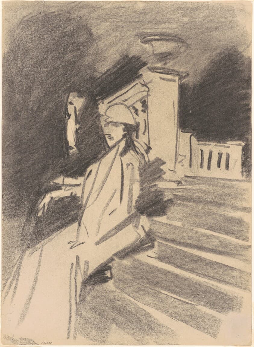By the Fountain, Villa Torlonia, Frascati, Italy — John Singer Sargent