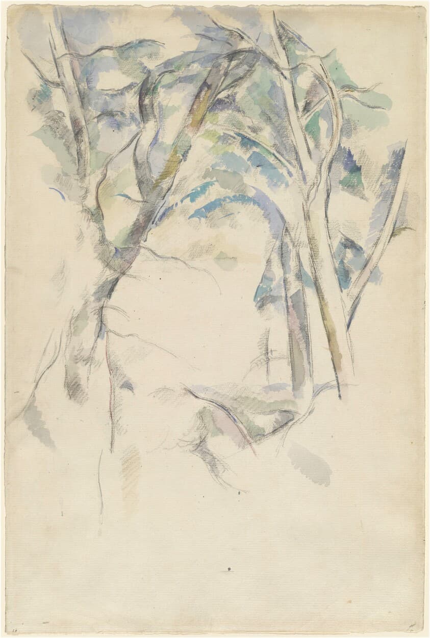 Trees Leaning over Rocks — Paul Cezanne