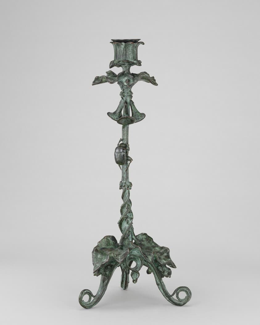 Candlestick with Leaves and Clochettes, and a Scarab on the Stem — Antoine-Louis Barye