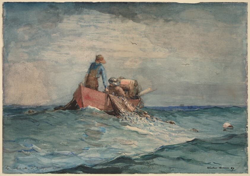 Hauling in the Nets — Winslow Homer