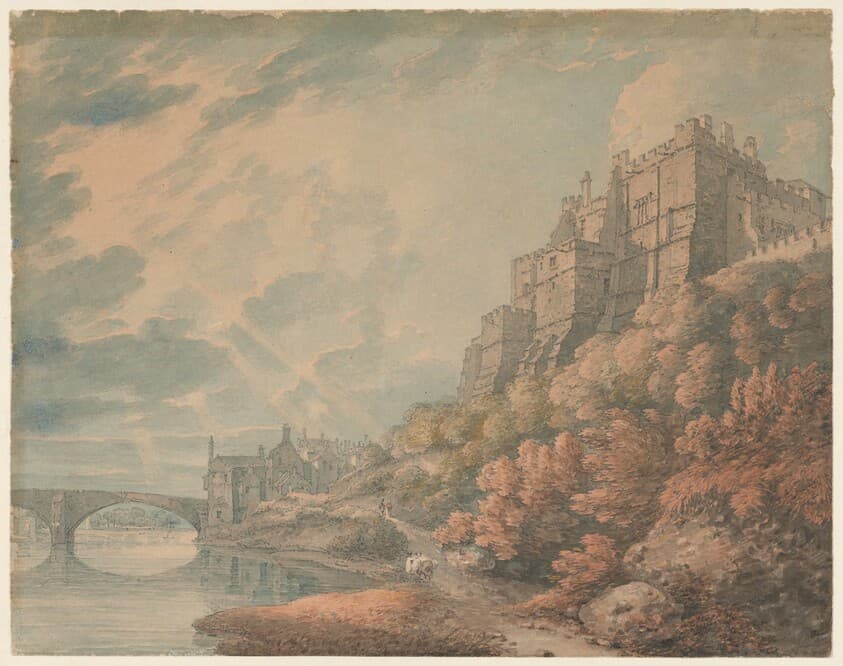 Durham Castle and Framwellgate Bridge from the Banks of the River Wear — Thomas Hearne