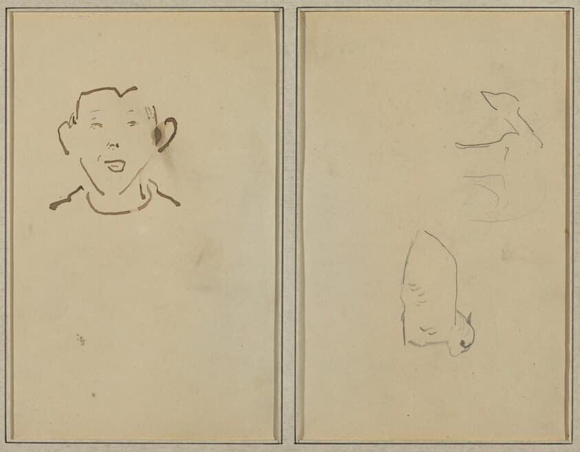 Boy's Face; Two Sheep [verso] — Paul Gauguin