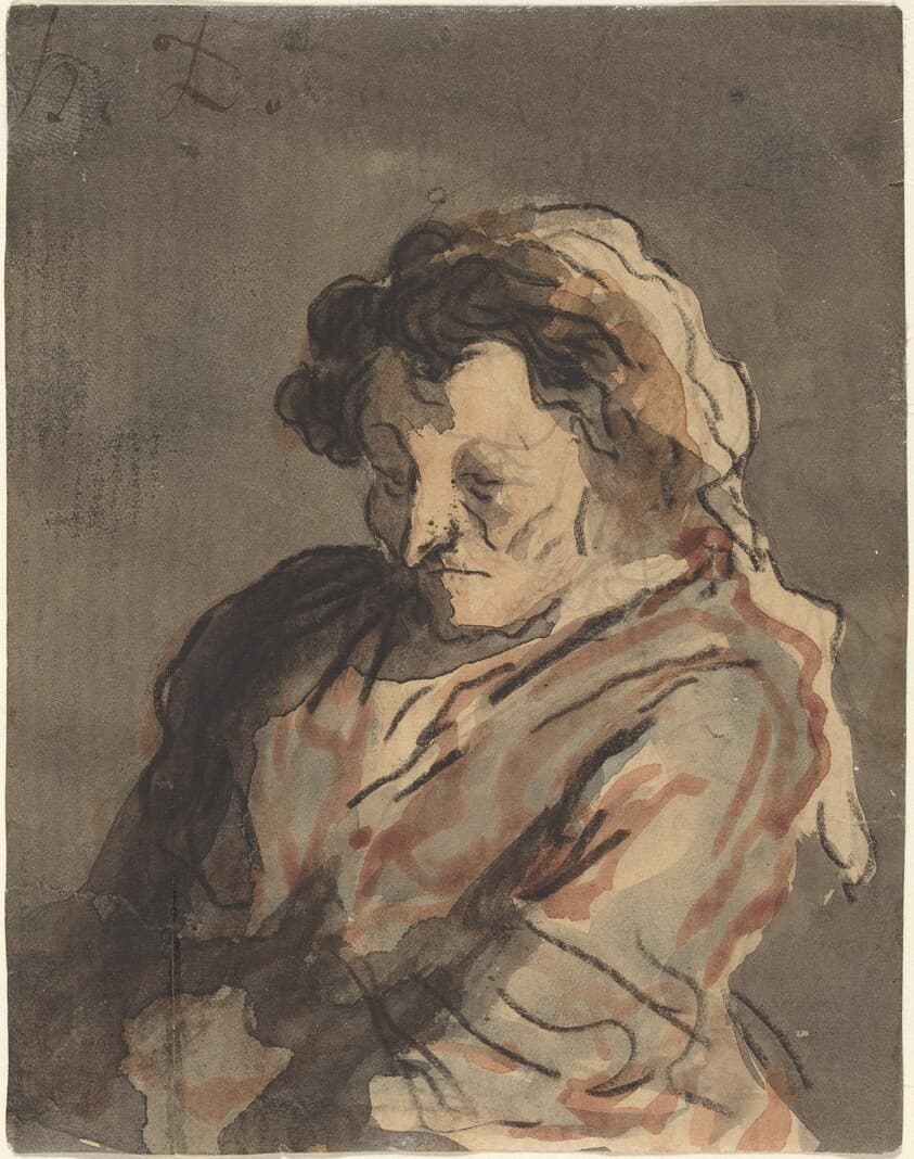 Old Woman Seated — Honoré Daumier