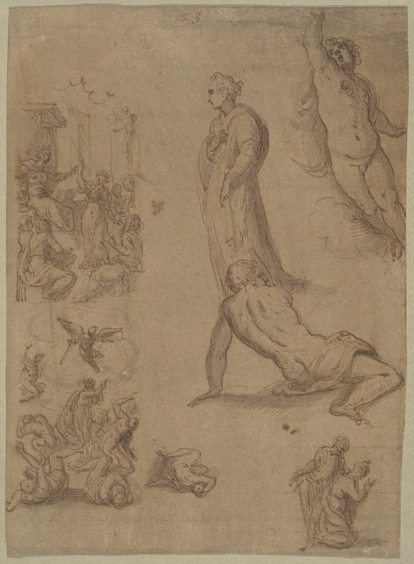 A Sheet of Studies for the Martyrdom of Saint Catherine of Alexandria — Jacopo Palma il Giovane