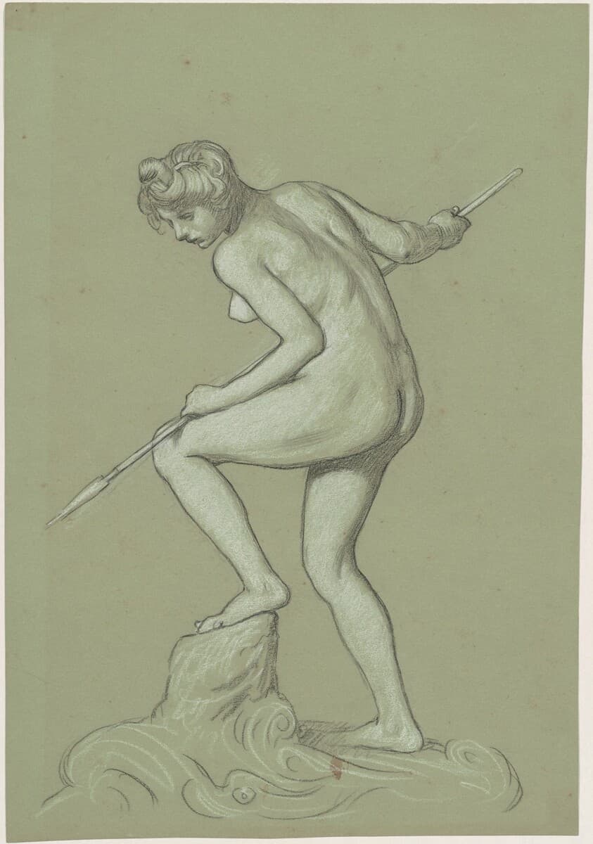 Girl Spearing Dolphin — Elihu Vedder
