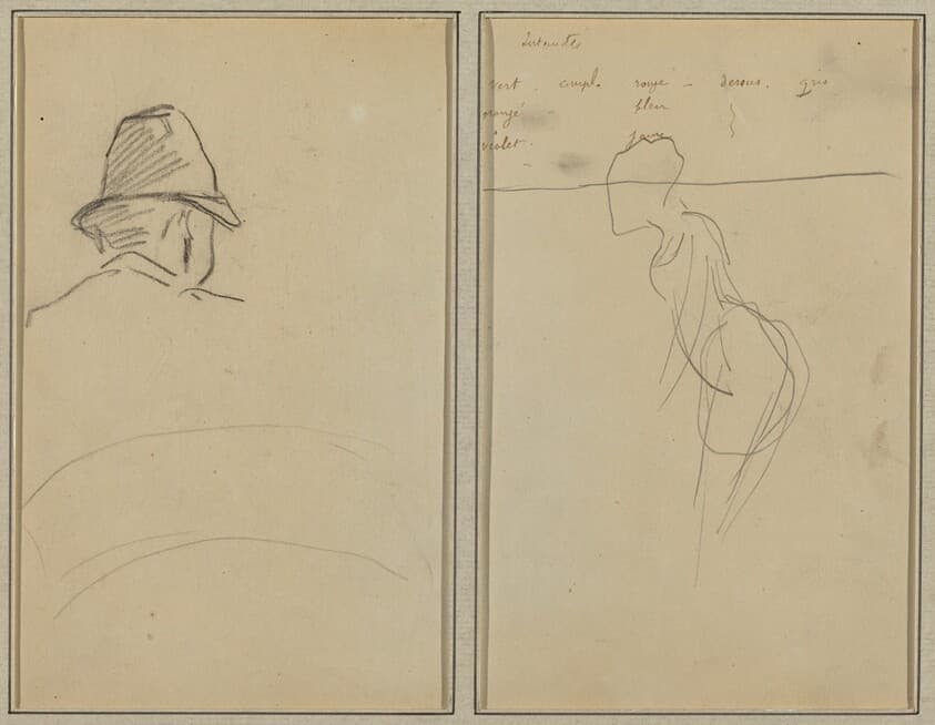 A Head of Man with Hat, Seen from Behind; A Standing Woman [recto] — Paul Gauguin