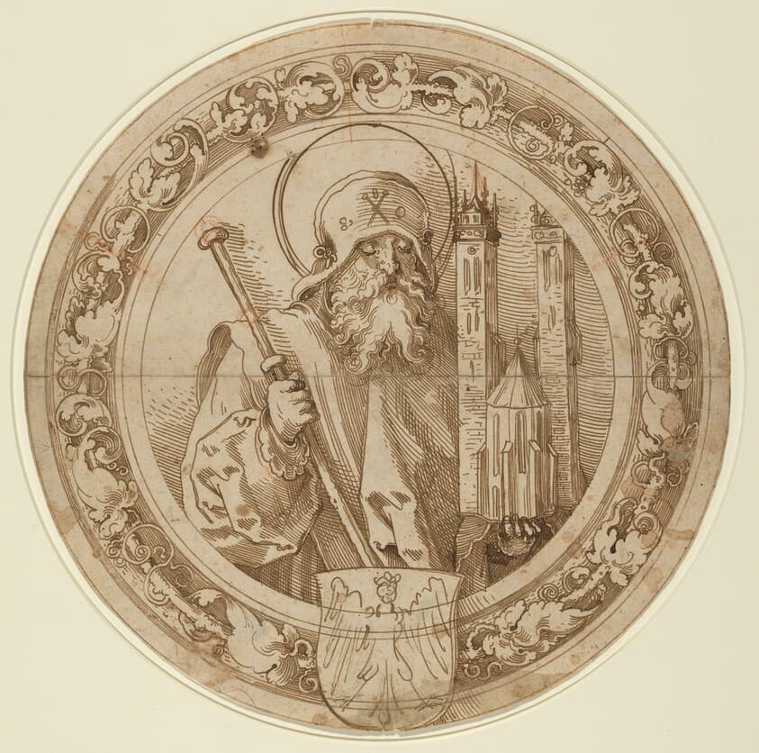 Saint Sebald Carrying the Model of His Church in Nuremberg — Sebald Beham