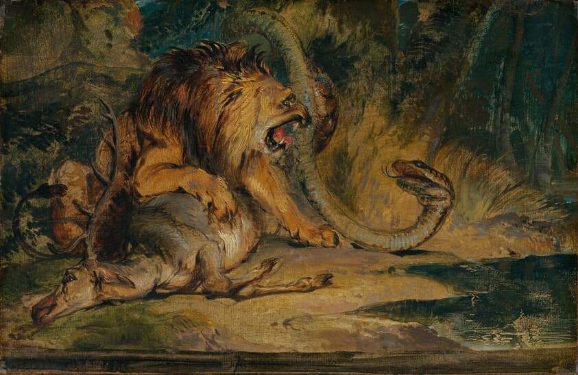 Lion Defending its Prey — Sir Edwin Landseer