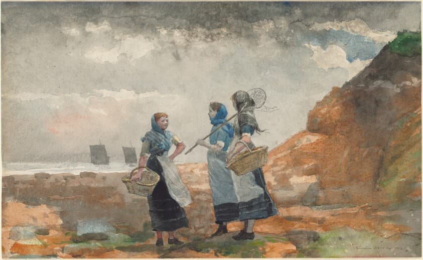 Three Fisher Girls, Tynemouth — Winslow Homer