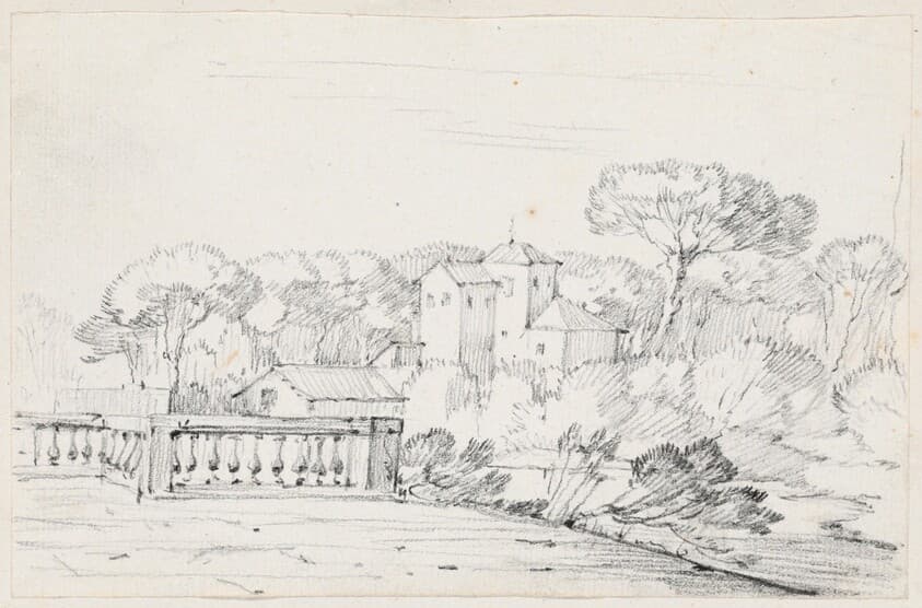 Terrace by a River with a Villa and Trees Beyond — Joseph-Marie Vien