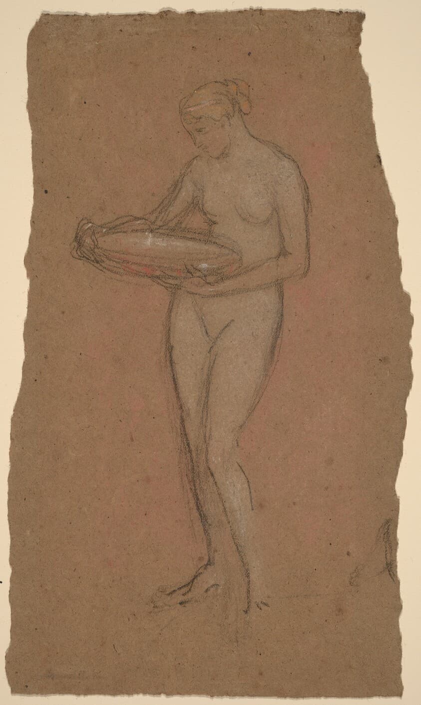Standing Female Nude Holding a Bowl [recto] — James McNeill Whistler