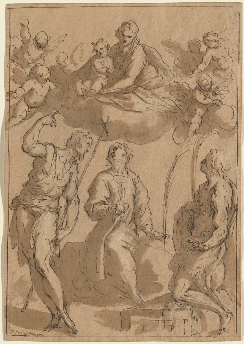 Madonna and Child in Glory with Saints John the Baptist, Stephen, and Lawrence — Jacopo Palma il Giovane