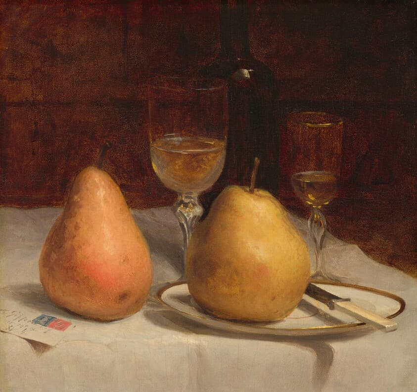 Two Pears on a Tabletop — Sanford Robinson Gifford