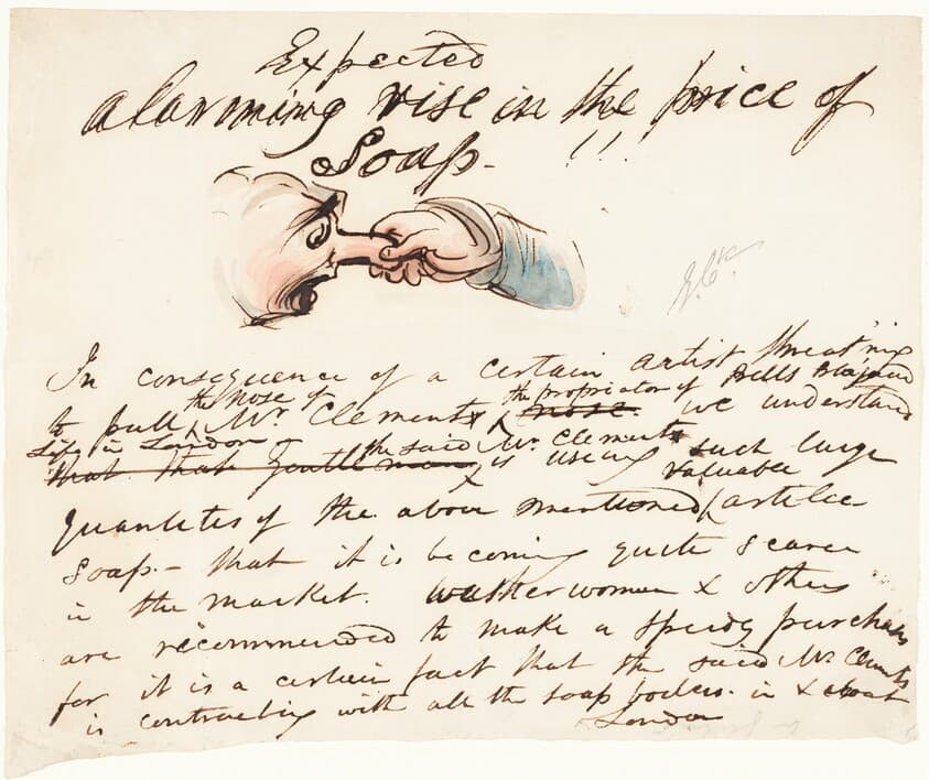 "Expected--alarming rise in the price of soap!" — George Cruikshank