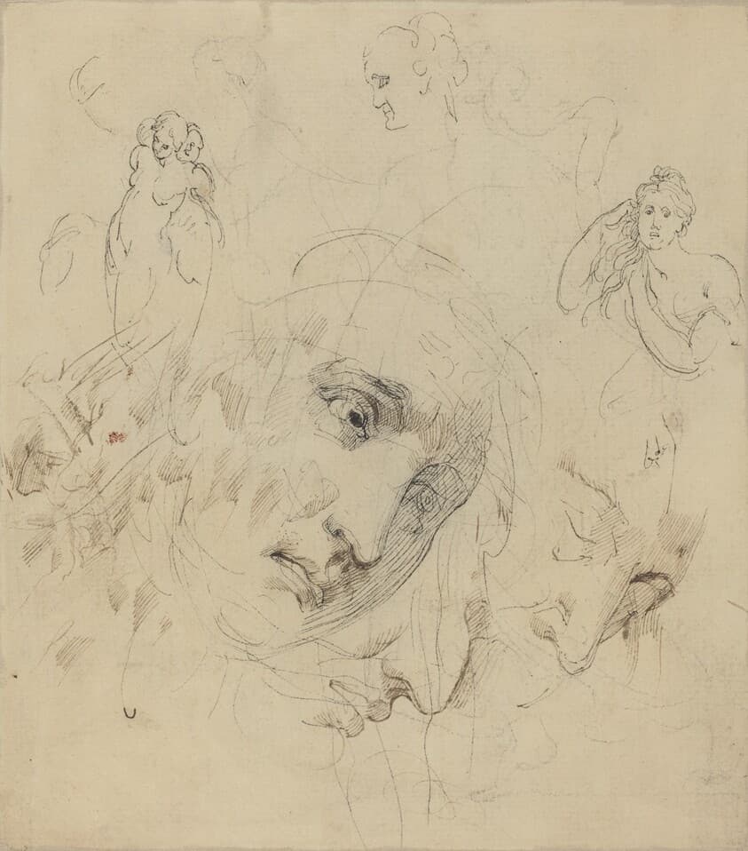 Studies with Central Female Face — John Hamilton Mortimer