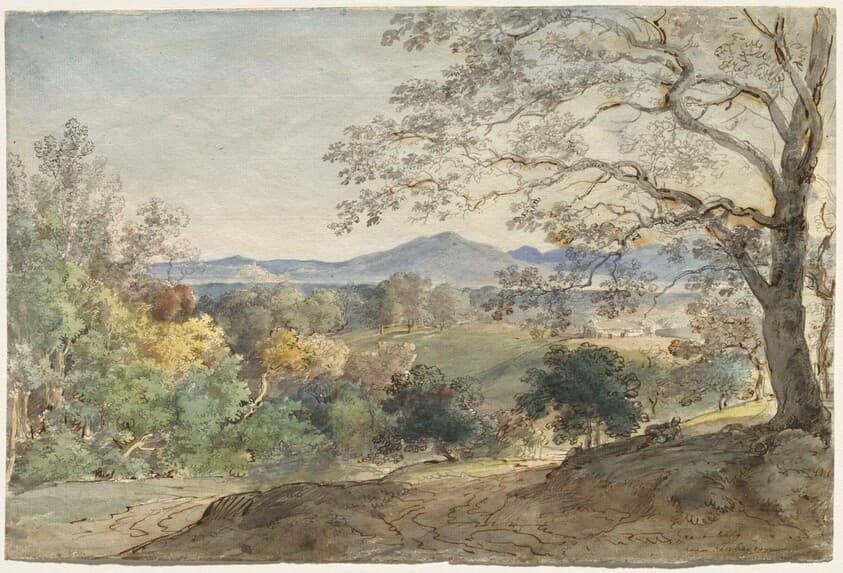 A View across the Inn Valley to the Alps and Neubeuern — Johann Georg von Dillis