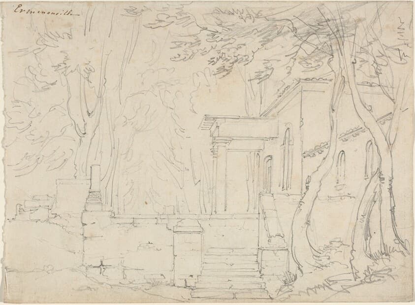 House with a Portico at Ermenonville — François-Édouard Bertin