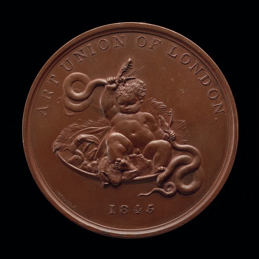 The Infant Hercules Strangling Two Serpents [reverse] — Alfred Joseph Stothard