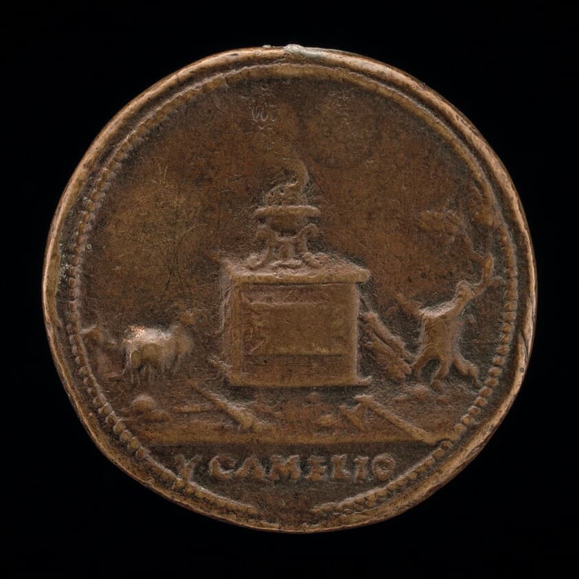 Classical Subject: Flaming Tripod on Altar [reverse] — Vittore Gambello