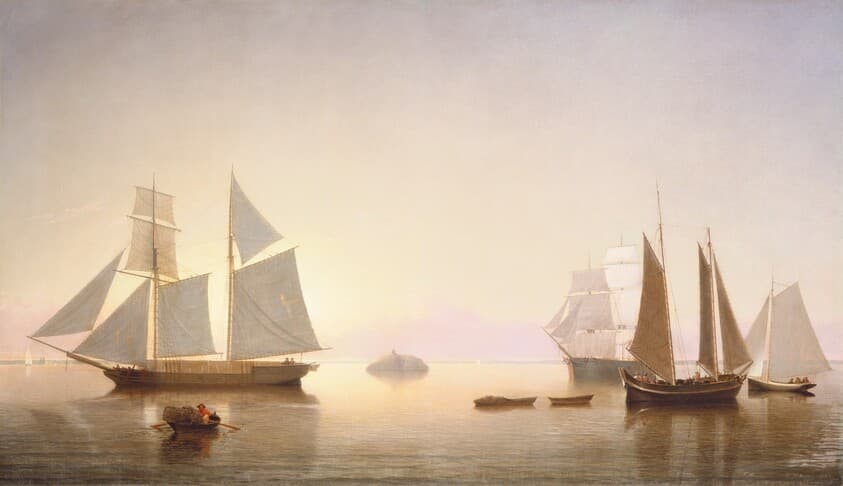 Becalmed off Halfway Rock — Fitz Henry Lane