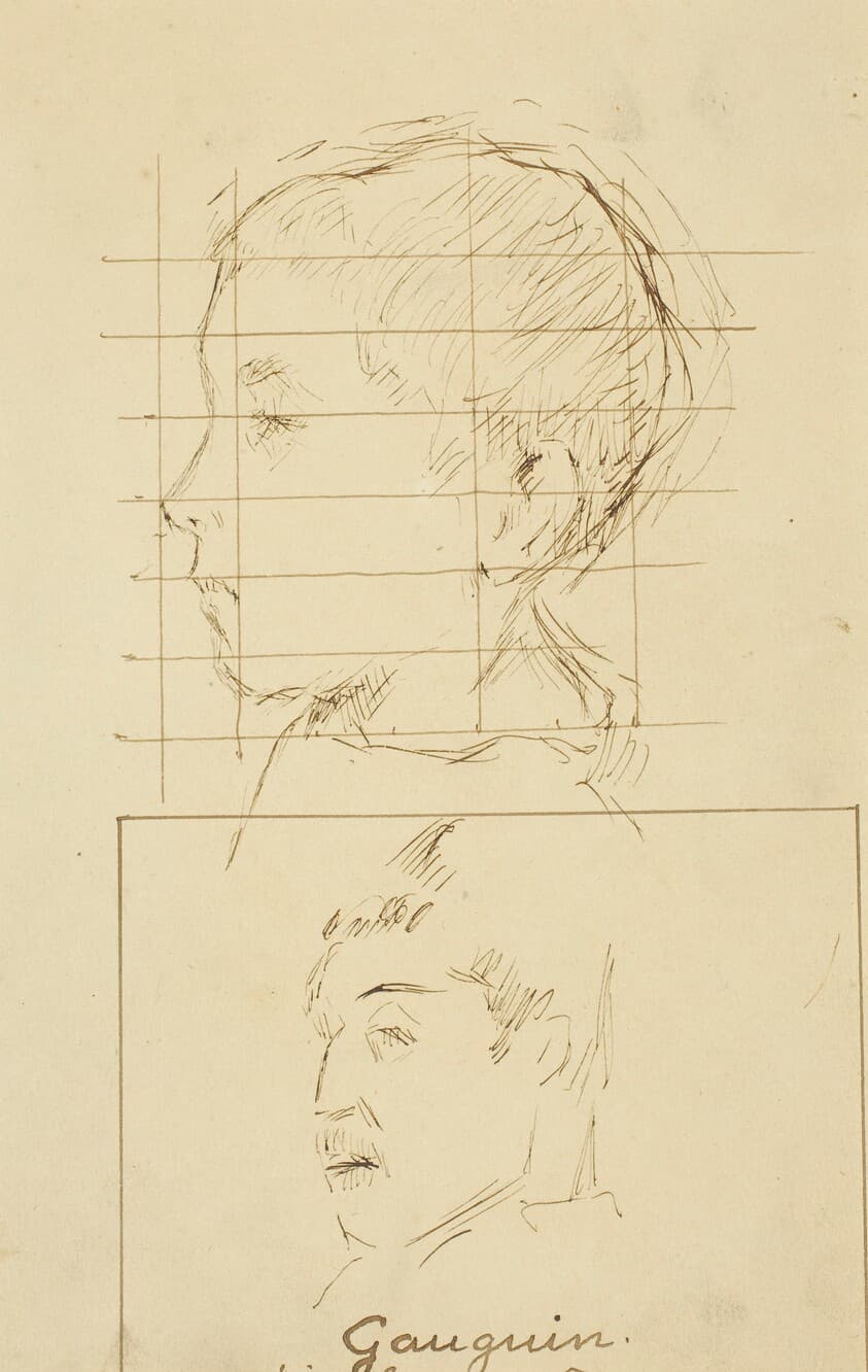 Heads of a Boy and a Man (Self-Portrait?) [verso] — Paul Gauguin