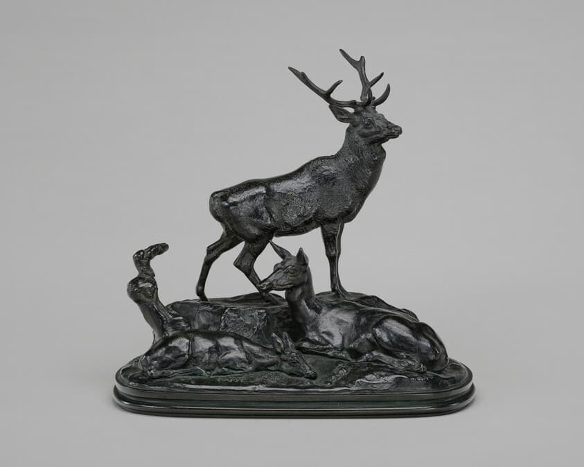 Stag, Doe, and Fawn — Antoine-Louis Barye