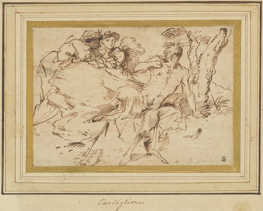Two Nymphs and a Satyr — Giovanni Benedetto Castiglione