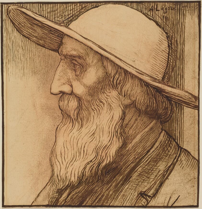 Head of an Old Man with a Wide-Brimmed Hat — Alphonse Legros