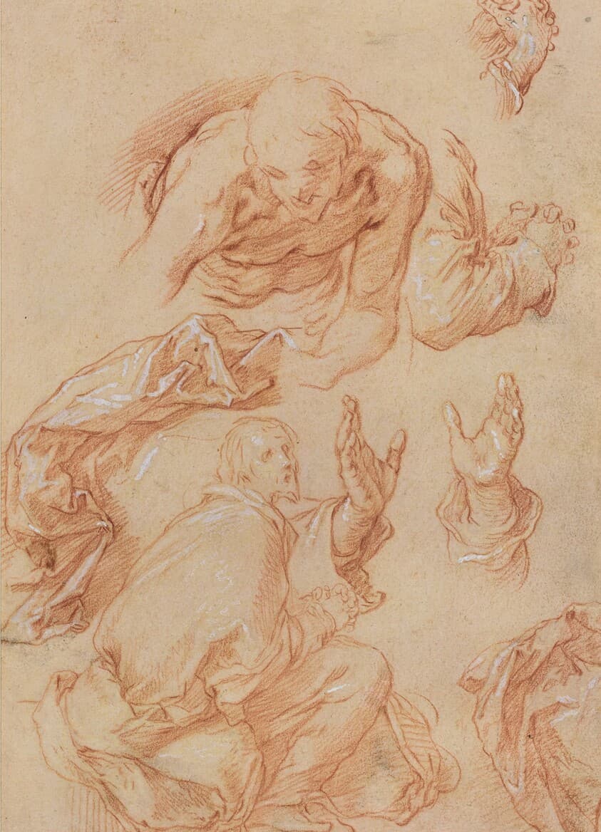 Studies of Hands and Bending Figures [verso] — Abraham Bloemaert