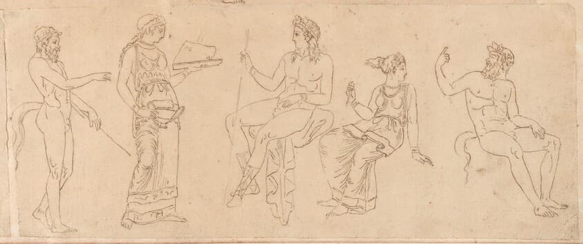 Woman with a Dish and Various Classical Figures — Jacques-Louis David