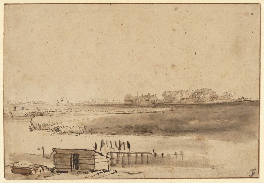 View of Houtewael near the Sint Anthoniespoort [recto] — Rembrandt van Rijn