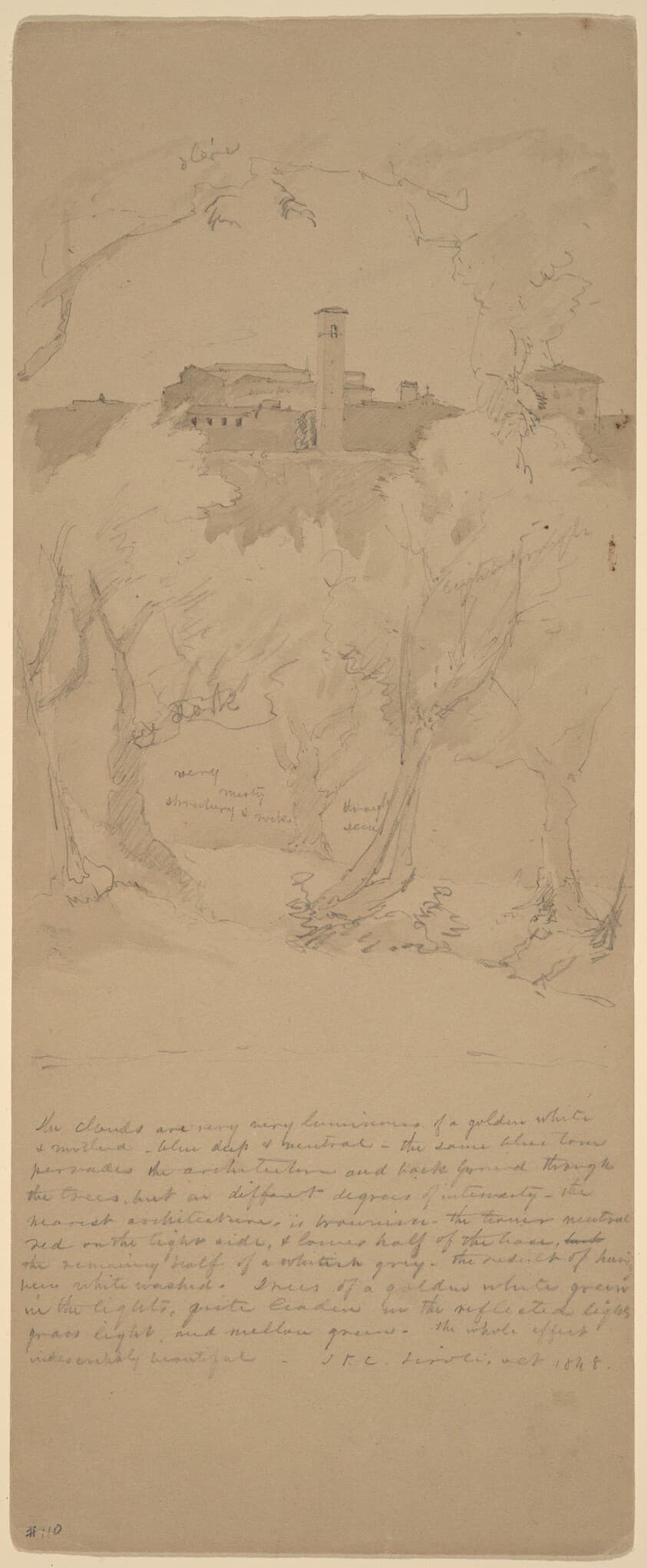 View through the Trees at Tivoli [recto] — Jasper Francis Cropsey