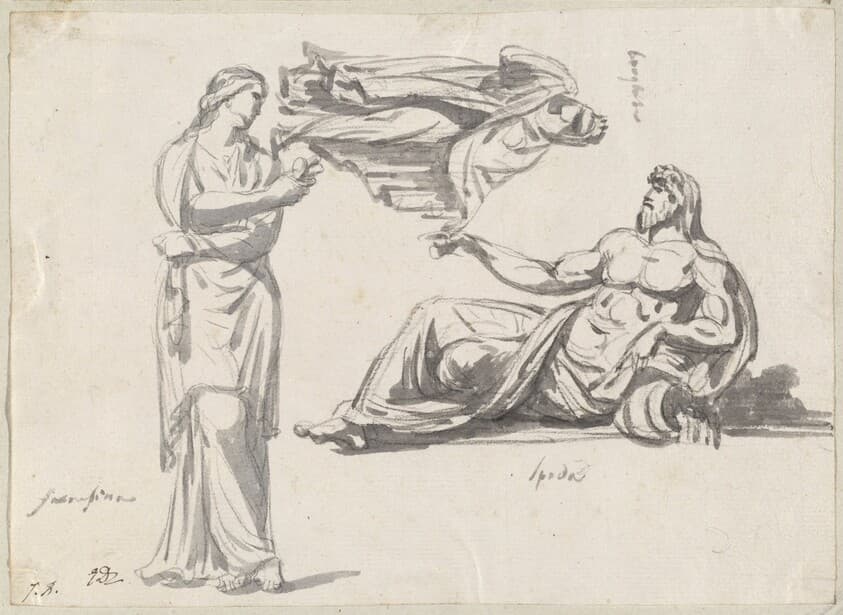 A River God and Two Classical Sculptures — Jacques-Louis David