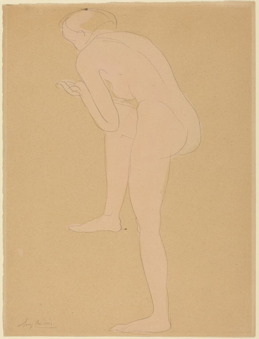 Figure Bending Forward with Right Knee Raised — Auguste Rodin